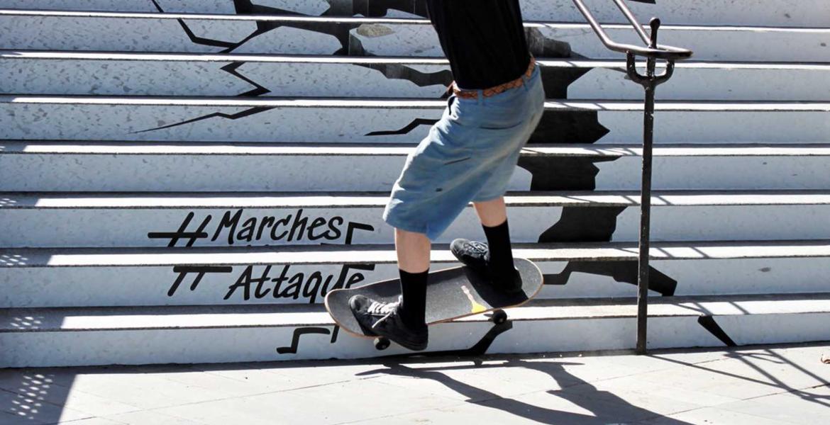 Covering escalier pour une opération de guérilla marketing Covering escalier pour une opération de guérilla marketing