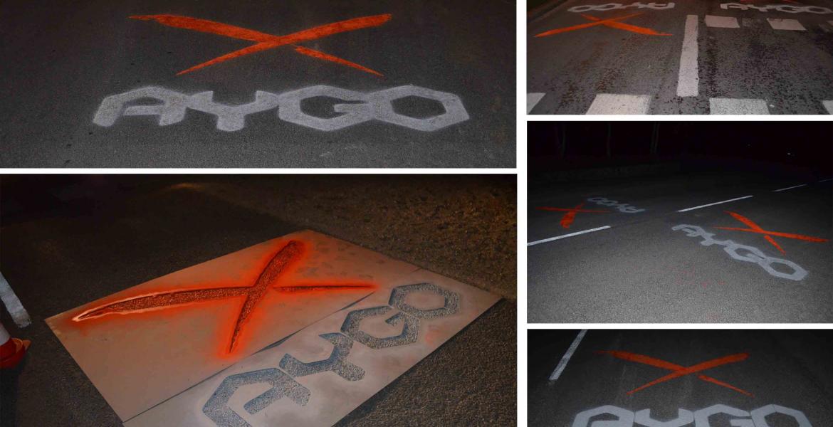 Marquage Toyota Aygo en tempo-tag avec couleurs Marquage Toyota Aygo en tempo-tag avec couleurs