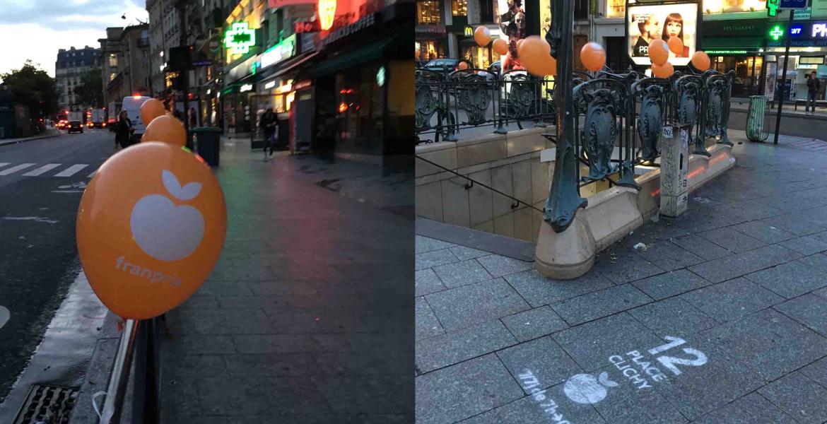 Street-marketing au ballon gonflé à l'hélium Street-marketing au ballon gonflé à l'hélium