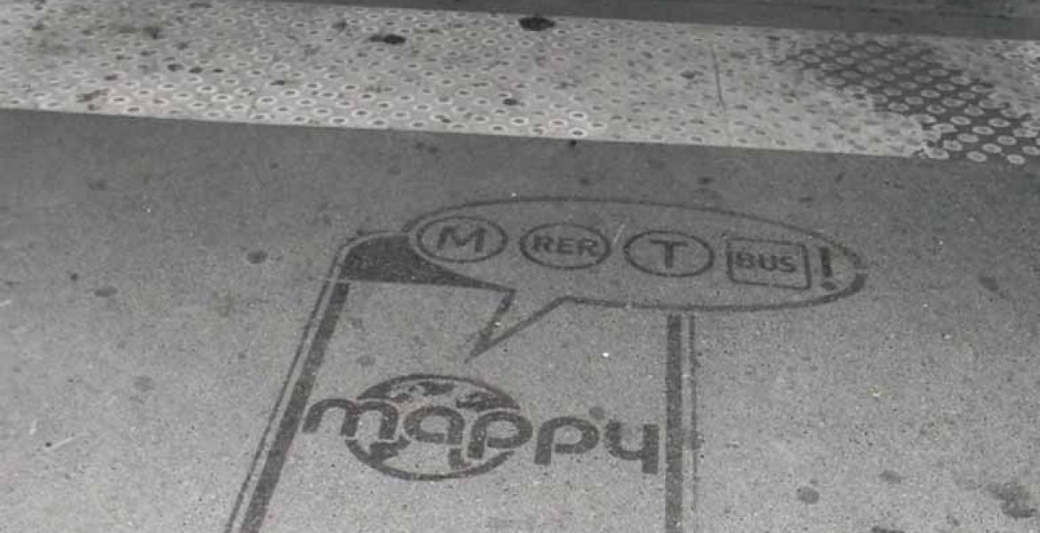 Visuel reverse graffiti pour l'application mobile Mappy Visuel reverse graffiti pour l'application mobile Mappy